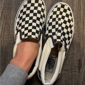 Vans Black and White Checkerboard Slip-Ons